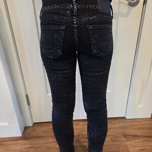 True Religion Black Patterned Skinny Jeans